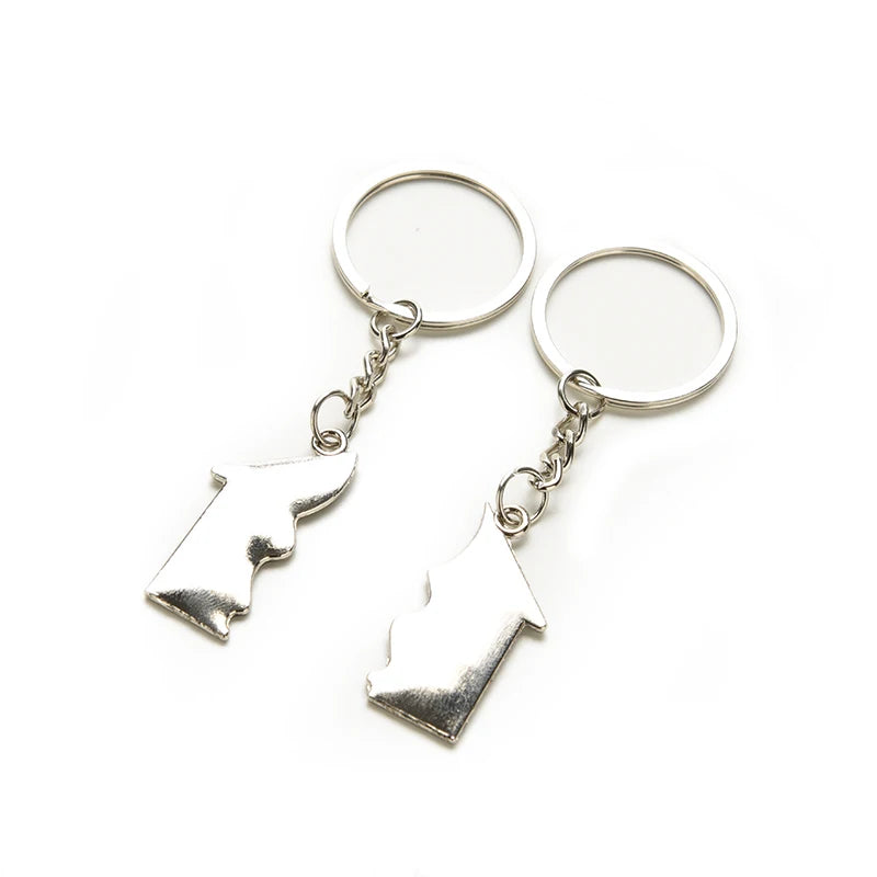 1 Couple Keychain Metal Keychain House Souvenirs Keyring Key