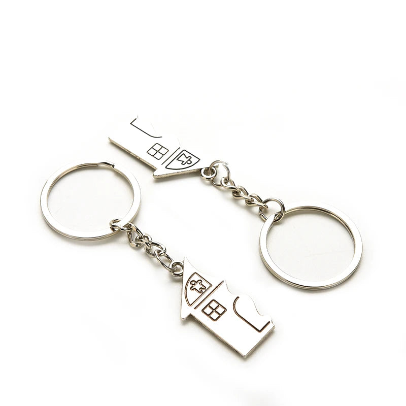 1 Couple Keychain Metal Keychain House Souvenirs Keyring Key