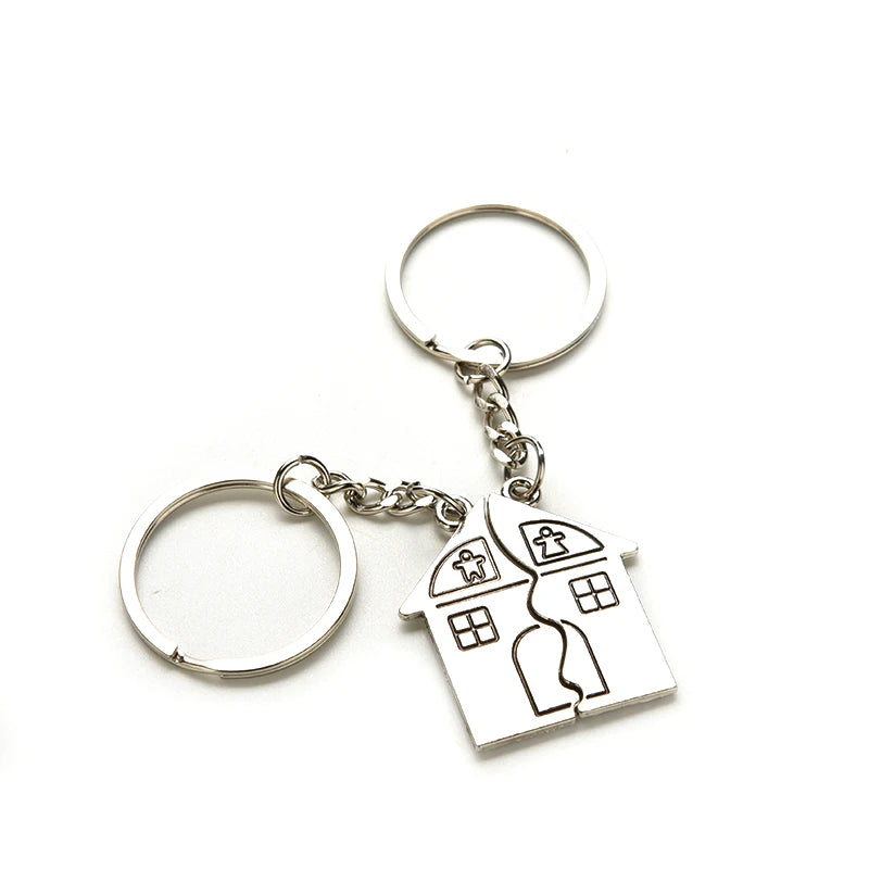 1 Couple Keychain Metal Keychain House Souvenirs Keyring Key
