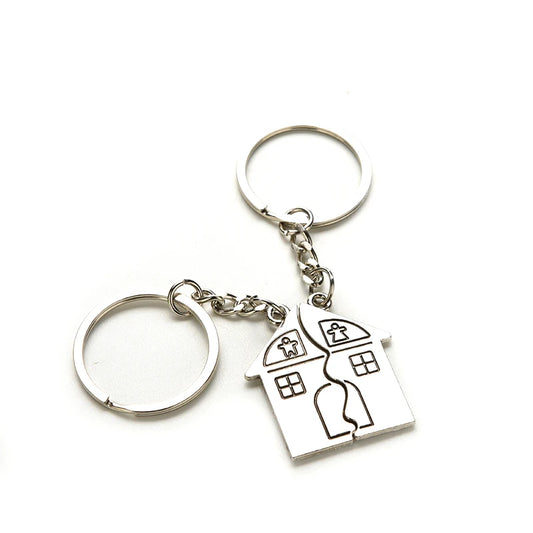 1 Couple Keychain Metal Keychain House Souvenirs Keyring Key