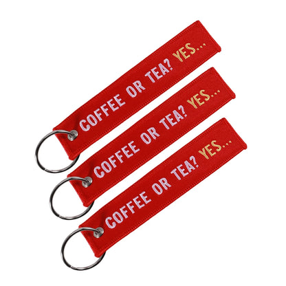 Coffee or Tea YES Keychains for Cars sleutelhanger Chicken or Beef Fish Key Ring Bijoux llavero moto Porte Clef Aviation Gift