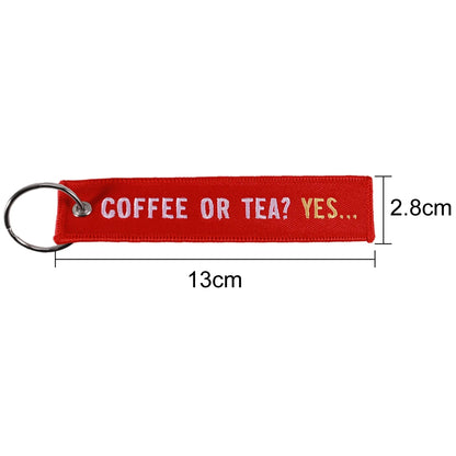 Coffee or Tea YES Keychains for Cars sleutelhanger Chicken or Beef Fish Key Ring Bijoux llavero moto Porte Clef Aviation Gift