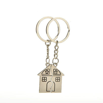 1 Couple Keychain Metal Keychain House Souvenirs Keyring Key