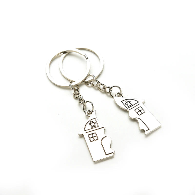 1 Couple Keychain Metal Keychain House Souvenirs Keyring Key