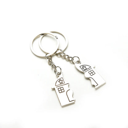 1 Couple Keychain Metal Keychain House Souvenirs Keyring Key