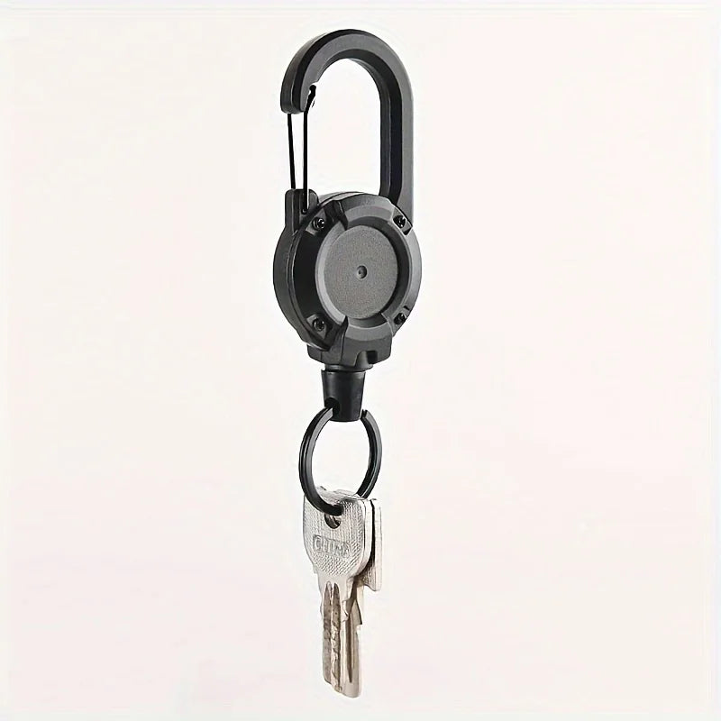 Retractable Keychain With Wire Anti-Theft Lock, Easy-Pull Cord, And Elastic Design, Suitable For Camping And Everyday Use.
