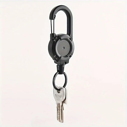 Retractable Keychain With Wire Anti-Theft Lock, Easy-Pull Cord, And Elastic Design, Suitable For Camping And Everyday Use.