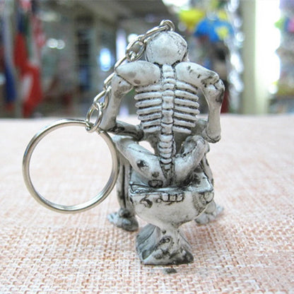 Keychain For Men Creative Skull Skeleton In Toilet Keyring Punk Key Chain Bag  Ornaments Key Accessories