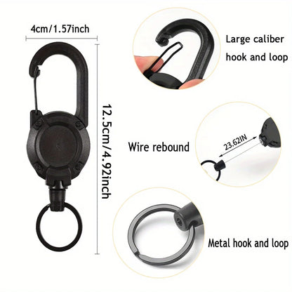 Retractable Keychain With Wire Anti-Theft Lock, Easy-Pull Cord, And Elastic Design, Suitable For Camping And Everyday Use.