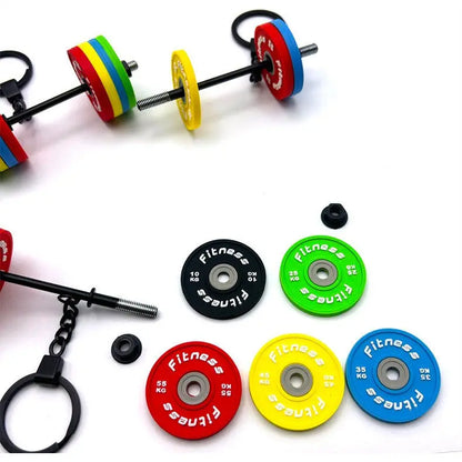 DIY Detachable Barbell Keychain - Mini Gym Weight Key Ring for Car Keys, Fitness Lover Gift for Men Women