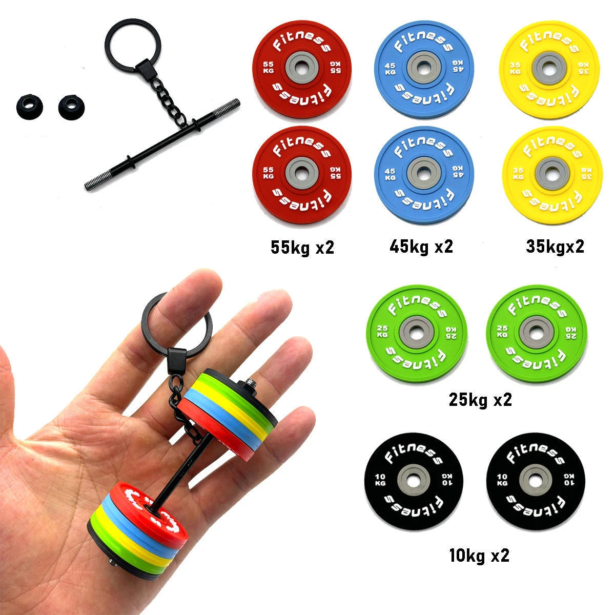 DIY Detachable Barbell Keychain - Mini Gym Weight Key Ring for Car Keys, Fitness Lover Gift for Men Women
