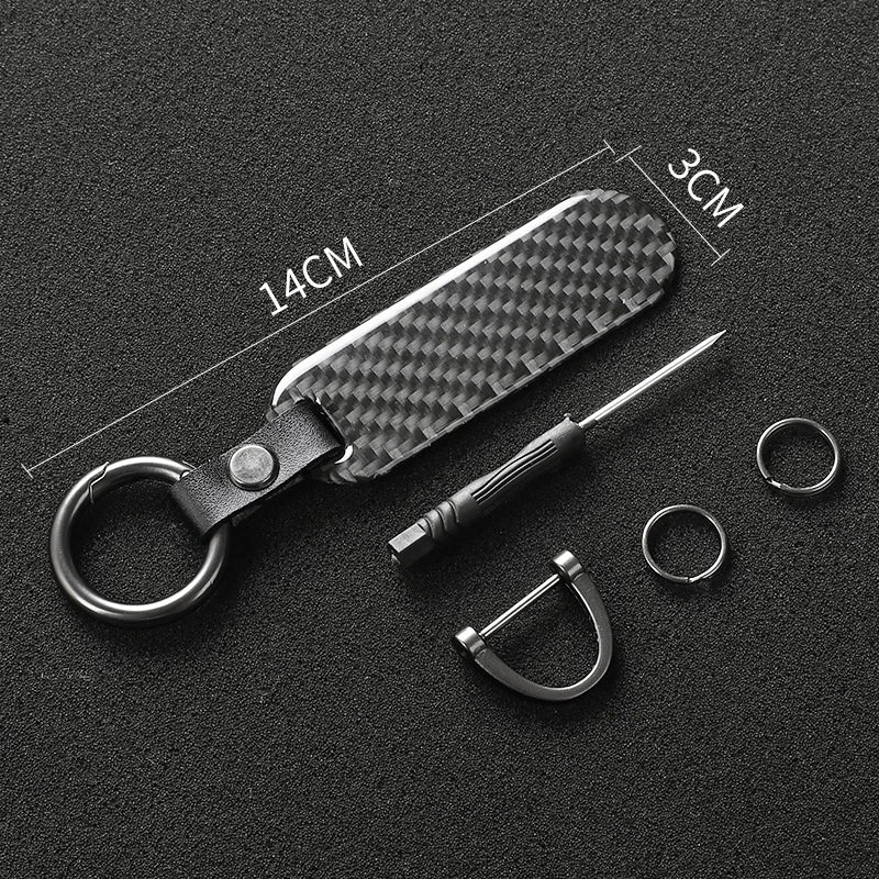 Car keychain keyring anti loss customized accessories creative personality real carbon fiber men's waist hanging metal keychain