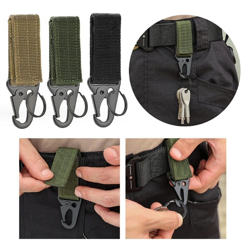 Professional Carabiner Keychain Keeper Key Holder Belt Key Keeper Webbing Tactic Hook Clip Belt Key Chain Loop Key Clips