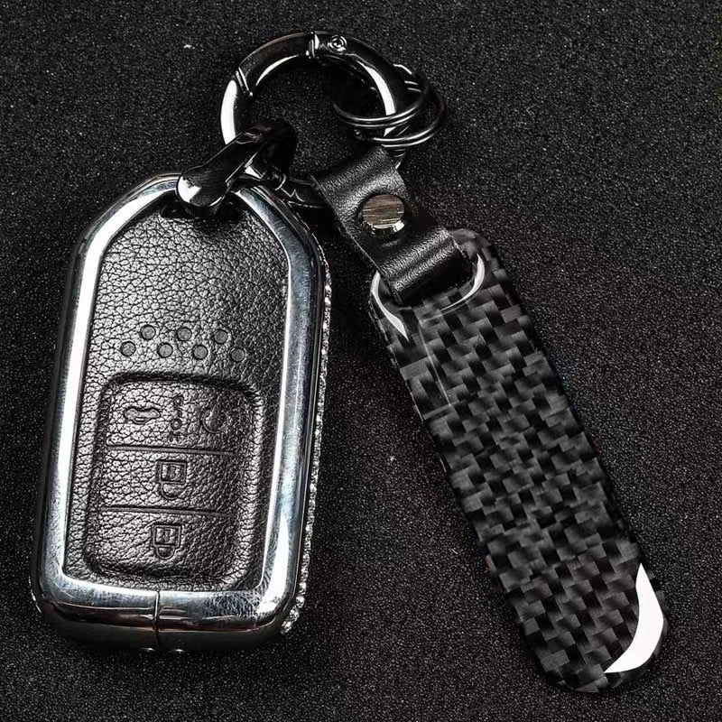 Car keychain keyring anti loss customized accessories creative personality real carbon fiber men's waist hanging metal keychain