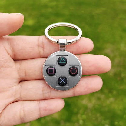 Game Controller Keychain Pendant Hip Hop Old Video Game Controller Picture Handmade Glass Cabochon Keychains Key Ring for Friend