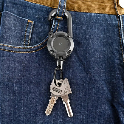 Retractable Keychain With Wire Anti-Theft Lock, Easy-Pull Cord, And Elastic Design, Suitable For Camping And Everyday Use.