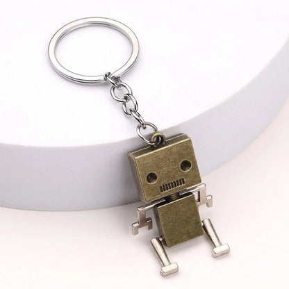 Creative Movable Robot Keychain Retro Simple Cute Cartoon Pendant Keychain Chain 1pc