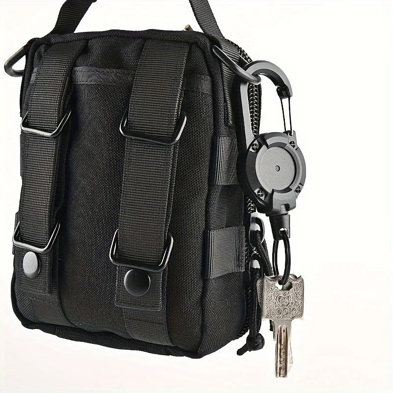 Retractable Keychain With Wire Anti-Theft Lock, Easy-Pull Cord, And Elastic Design, Suitable For Camping And Everyday Use.