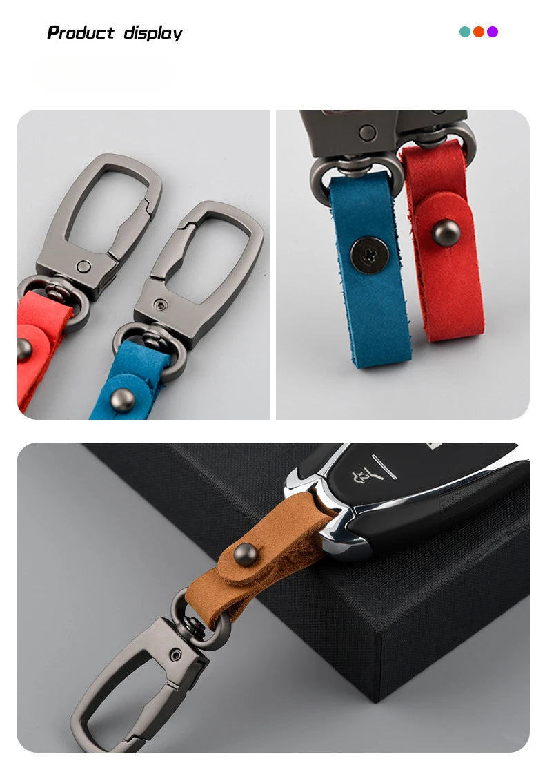 Fashion Handmade Keychain Genuine Leather Keyring DIY Car Keychain Key Holder Keys Organizer Charm Keychain Accessories