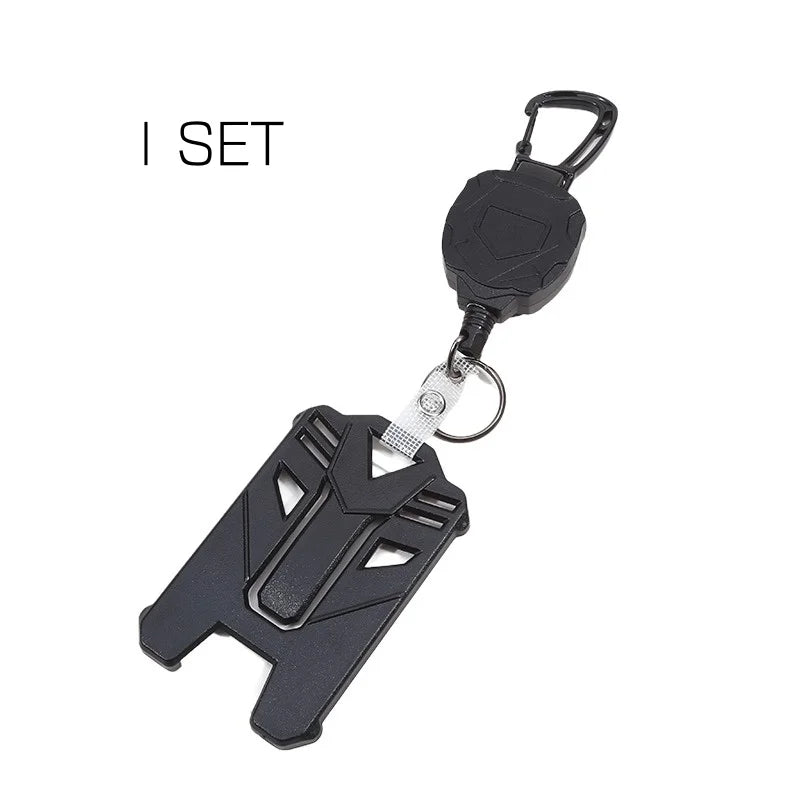 Retractable Cover Duty Pull Reel Carabiner Key Chains Strong Steel Wire Rope Buckle Spring Key Ring Outdoor Sporty Keychain Tool