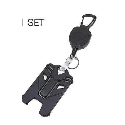 Retractable Cover Duty Pull Reel Carabiner Key Chains Strong Steel Wire Rope Buckle Spring Key Ring Outdoor Sporty Keychain Tool