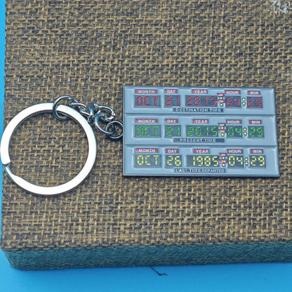 Back To Future  Keychain Time Machine Enamel Keyring Classic Science Fiction Comedy Movie  Jewelry Presents