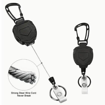 Retractable Cover Duty Pull Reel Carabiner Key Chains Strong Steel Wire Rope Buckle Spring Key Ring Outdoor Sporty Keychain Tool