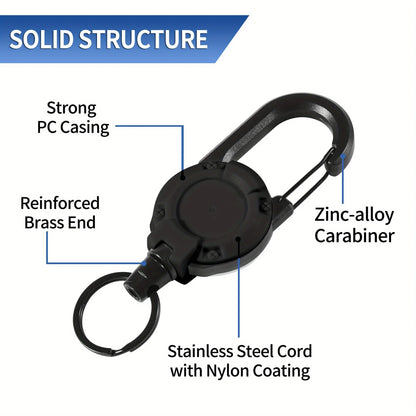 Retractable Keychain With Wire Anti-Theft Lock, Easy-Pull Cord, And Elastic Design, Suitable For Camping And Everyday Use.