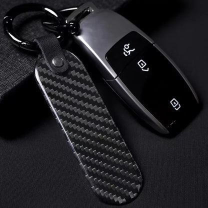 Car keychain keyring anti loss customized accessories creative personality real carbon fiber men's waist hanging metal keychain
