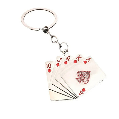 Poker Playing Cards Keychain Gambling Enthusiast Gift Metal Alloy Mini Charm Keyring Casino Theme Accessories Card Game Lover
