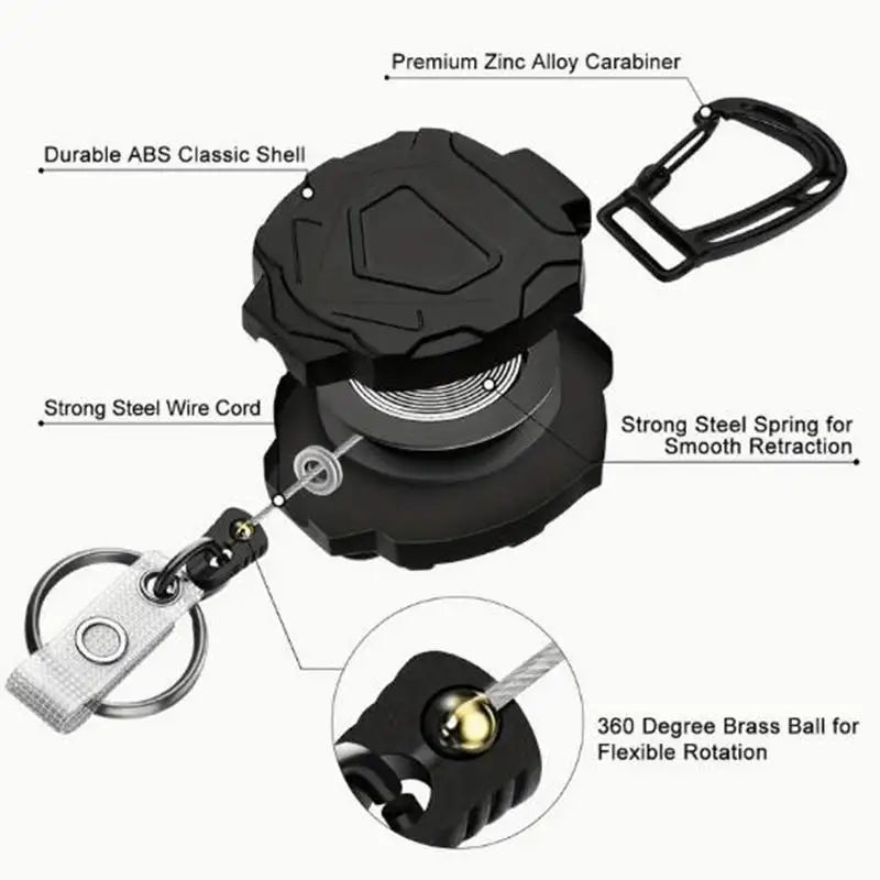 Retractable Cover Duty Pull Reel Carabiner Key Chains Strong Steel Wire Rope Buckle Spring Key Ring Outdoor Sporty Keychain Tool
