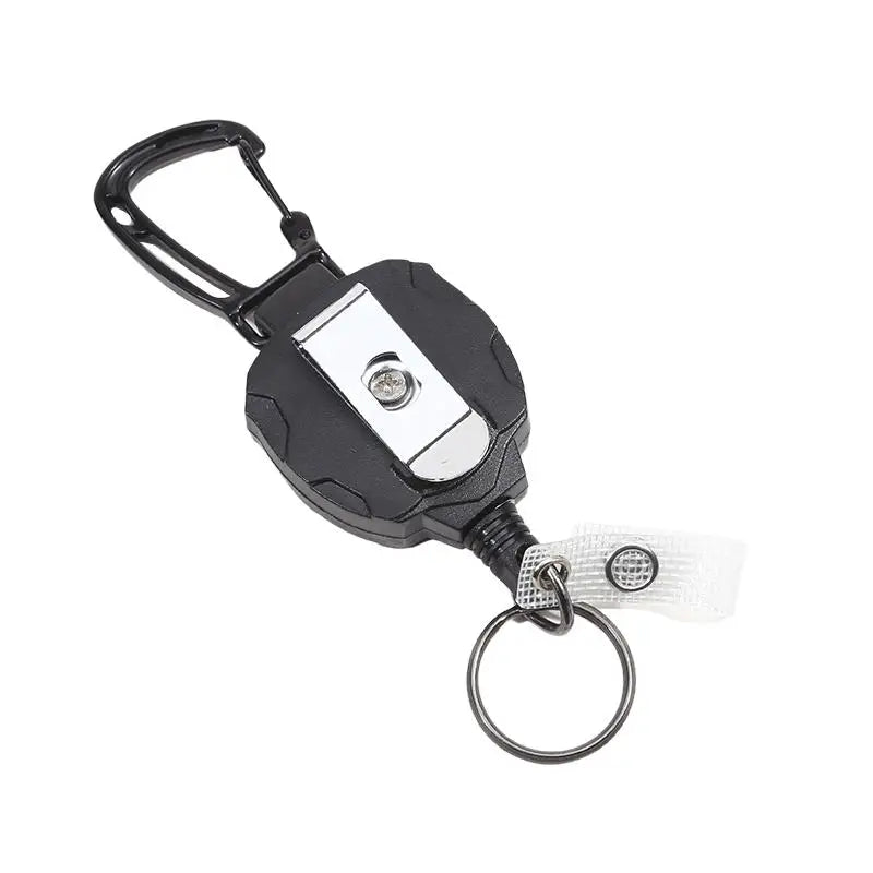 Retractable Cover Duty Pull Reel Carabiner Key Chains Strong Steel Wire Rope Buckle Spring Key Ring Outdoor Sporty Keychain Tool
