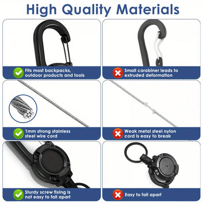 Retractable Keychain With Wire Anti-Theft Lock, Easy-Pull Cord, And Elastic Design, Suitable For Camping And Everyday Use.